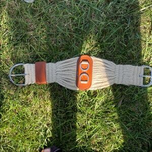 Cream and Brown Horse Cinch with Metal Buckles 28 inches